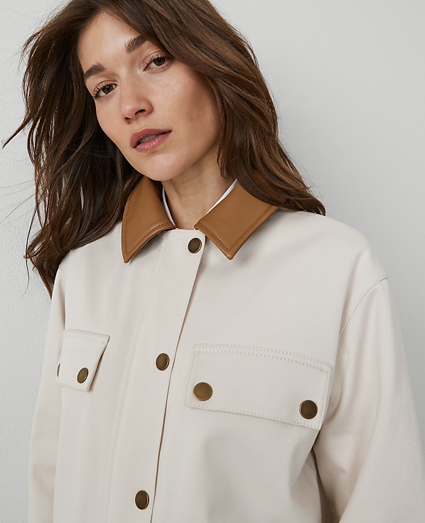 Petite Weekend Collection Faux Leather Collared Jacket
