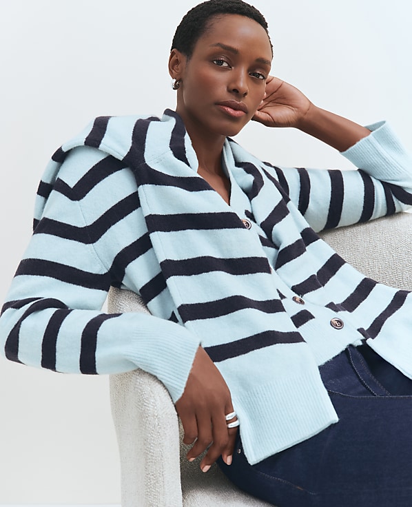 Weekend Collection Striped V-Neck Cardigan