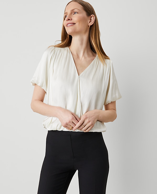 Bubble Hem Wrap Blouse