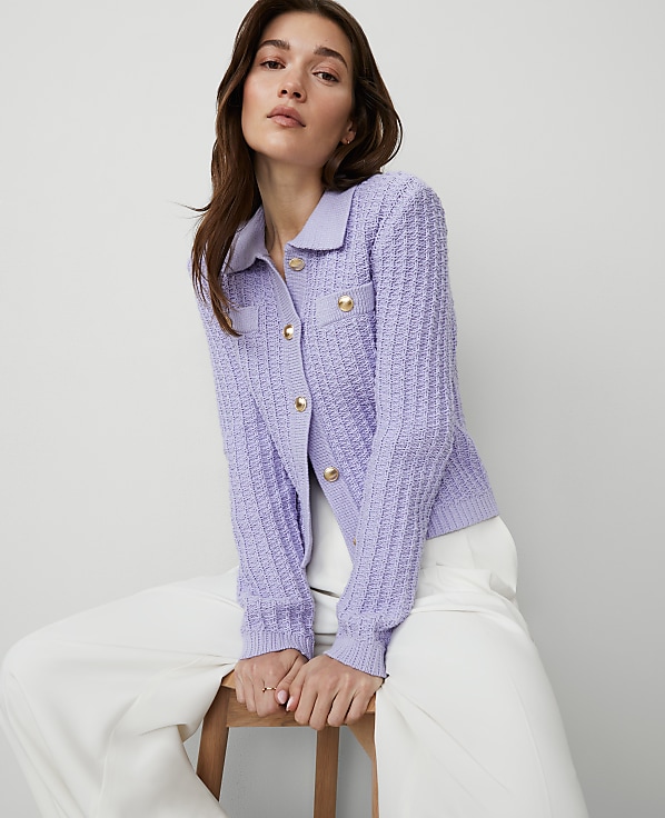 Stitched Collared Sweater Jacket
