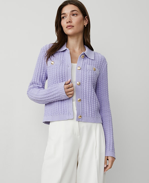 Stitched Collared Sweater Jacket