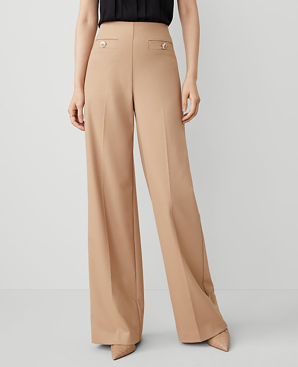 The Petite Button Trim Sailor Wide-Leg Pant