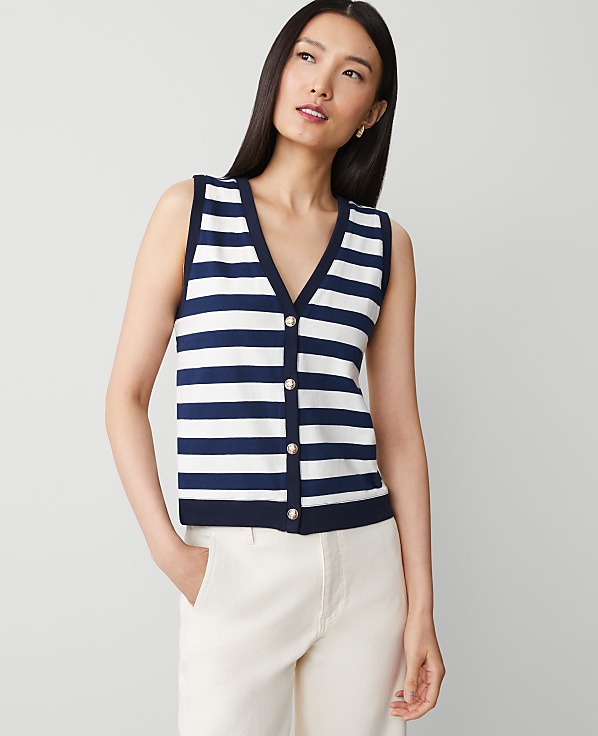 Striped V-Neck Vest