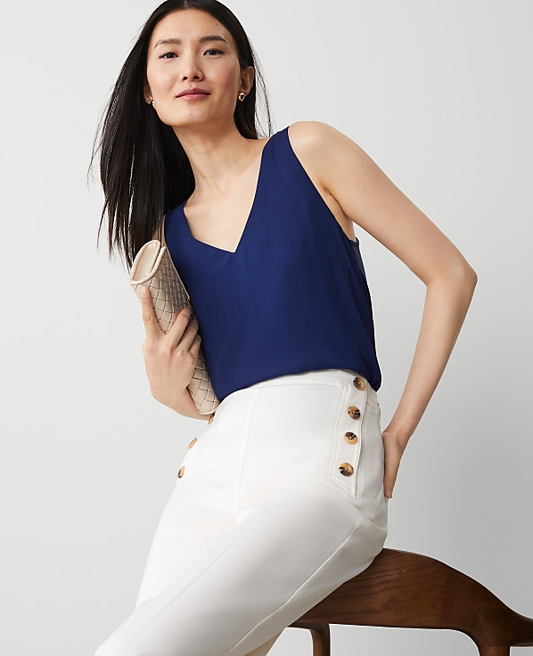 Mixed Media V-Neck Shell