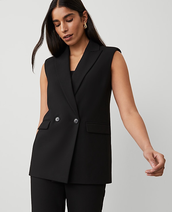 The Petite Double Breasted Vest in Bi-Stretch