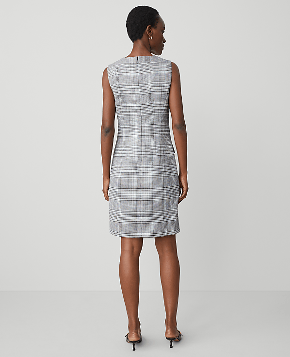 The Petite Button Shift Dress in Plaid