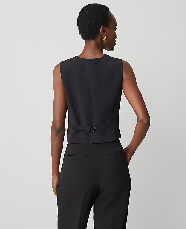 The Petite Cropped Vest in Fluid Crepe