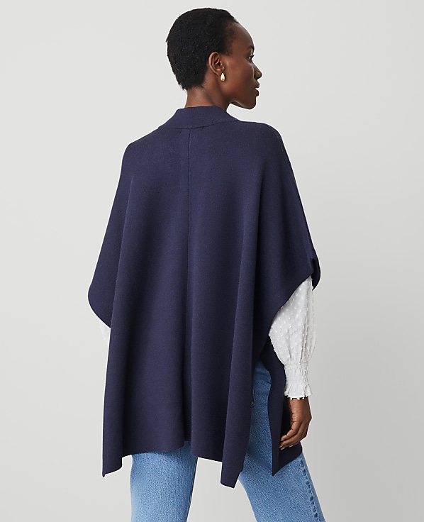 Button Mock Neck Poncho