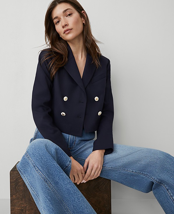 Cropped Double Breasted Blazer