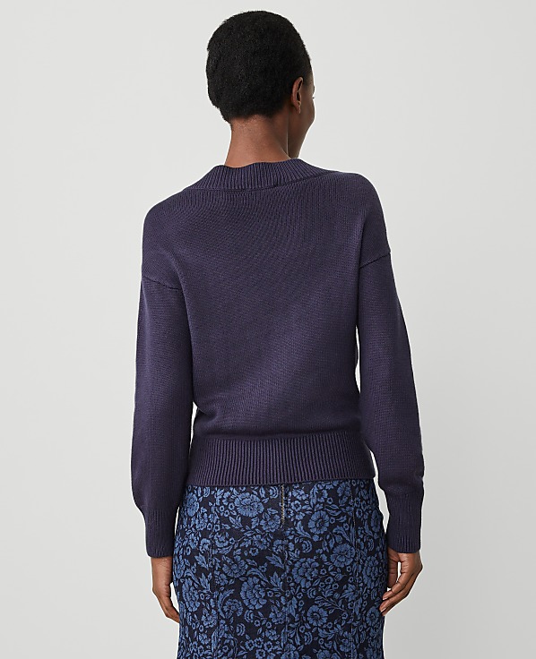 Petite Button Envelope Neck Sweater