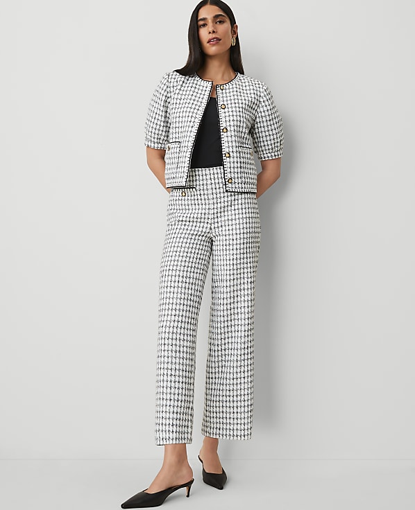 The Wide-Leg Ankle Pant in Tweed