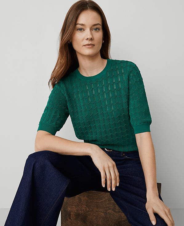 Wavy Stitch Wedge Sweater