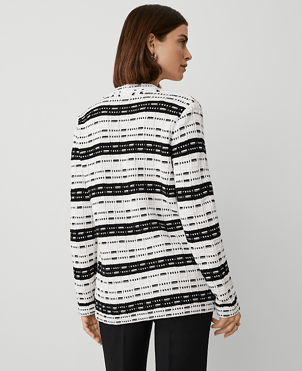 Petite Striped Tweed Sweater Jacket