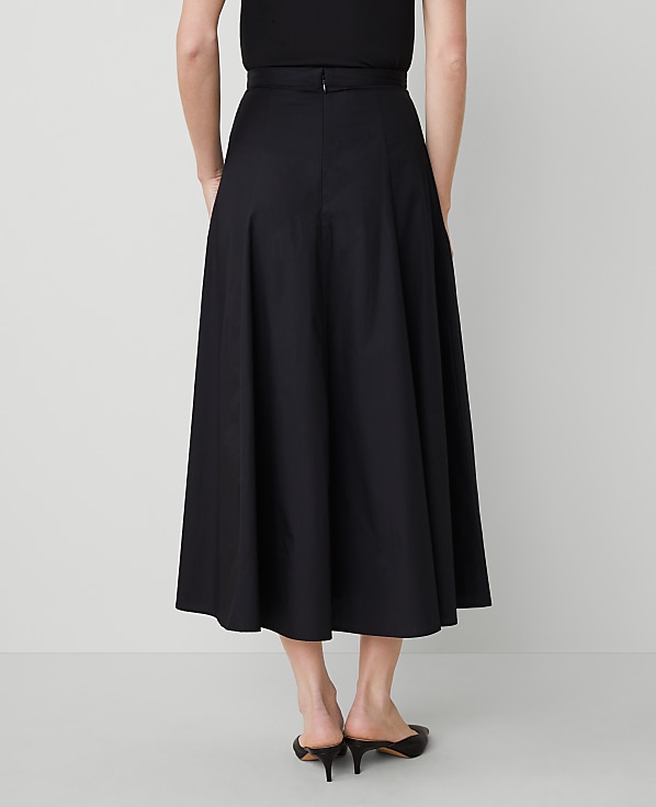 Petite Poplin Gored Midi Skirt