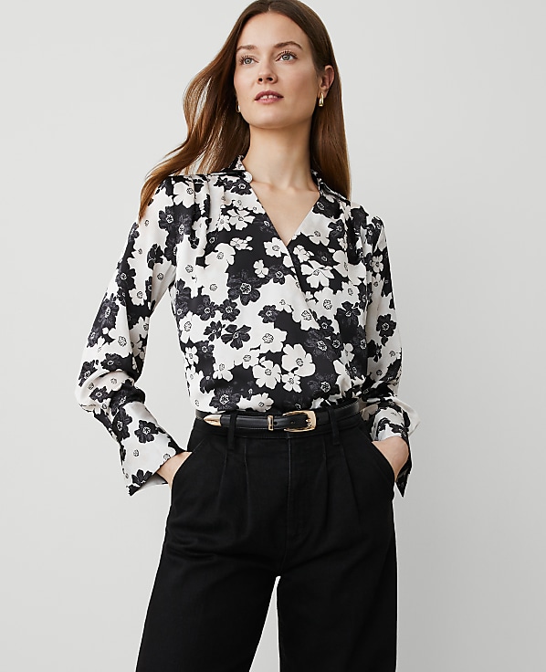 Floral Satin Wrap Bodysuit