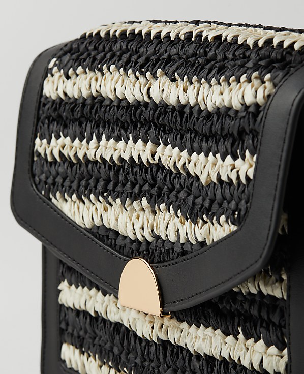 Weekend Collection Striped Raffia Crossbody Bag