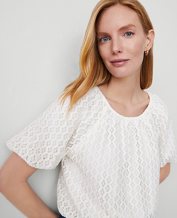 Lace Bubble Hem Blouse