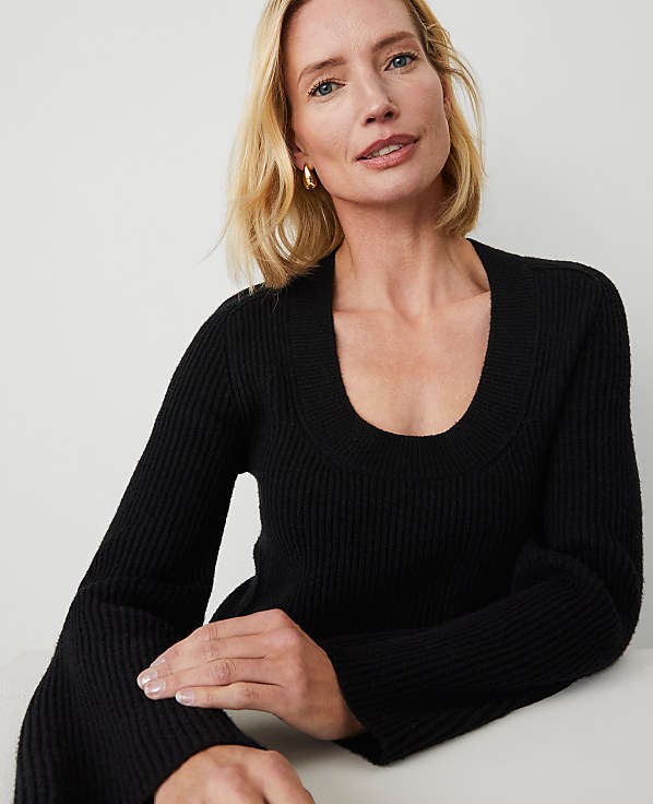 Ribbed Scoop Neck Sweater