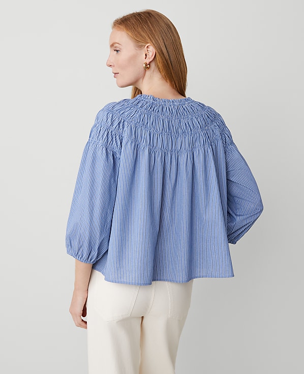 Striped Smocked Shoulder Top