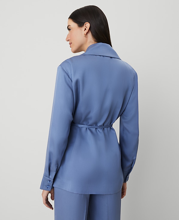 Petite Sateen Wrap Blazer
