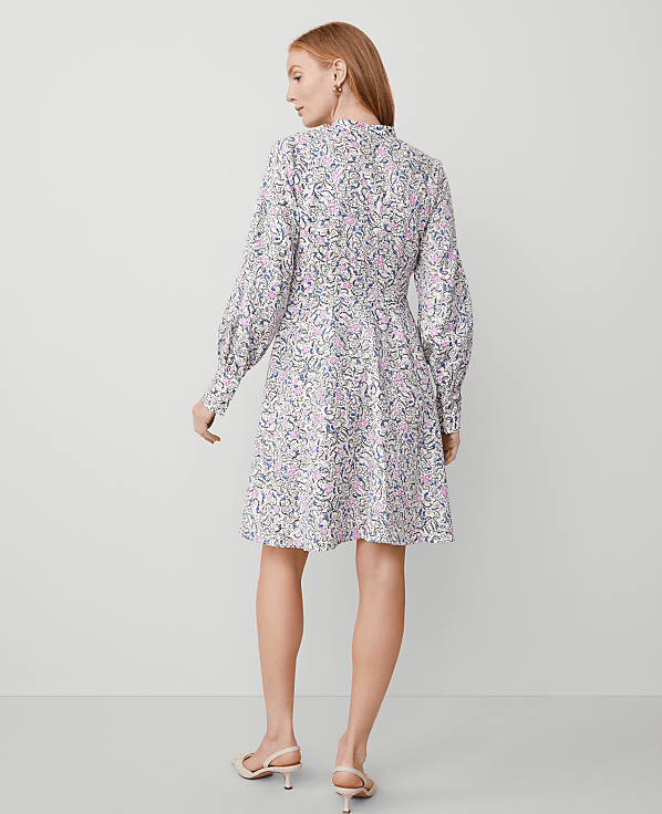 Floral Puff Sleeve Flare Dress