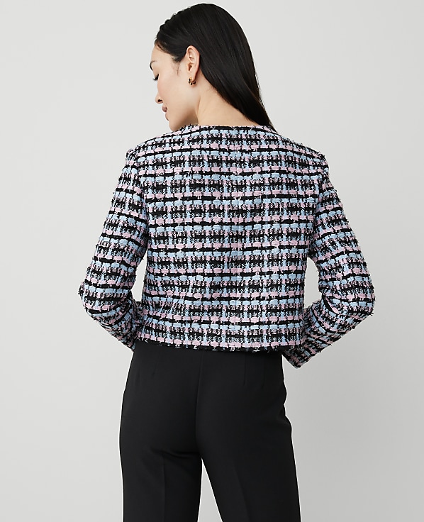 Petite Striped Tweed Cropped Jacket