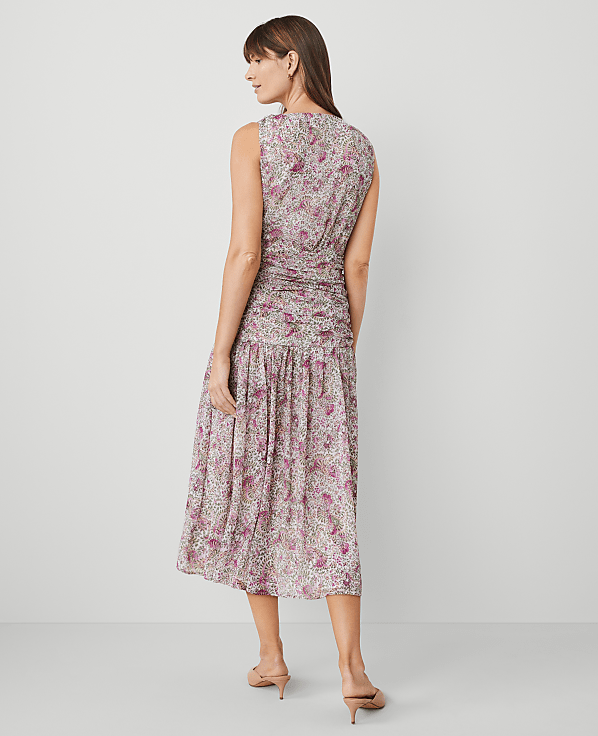 Floral Ruched Flare Dress