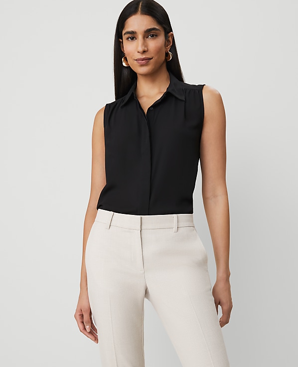 Shirred Yoke Sleeveless Shirt