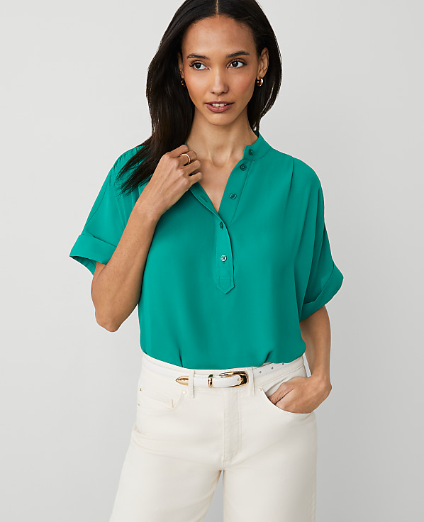Petite Mock Neck Popover