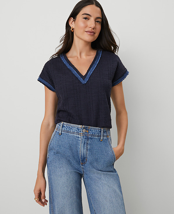 Tweed Trim Dolman Top