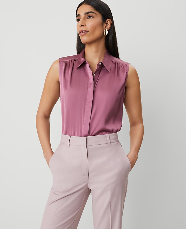 Shirred Yoke Sleeveless Shirt