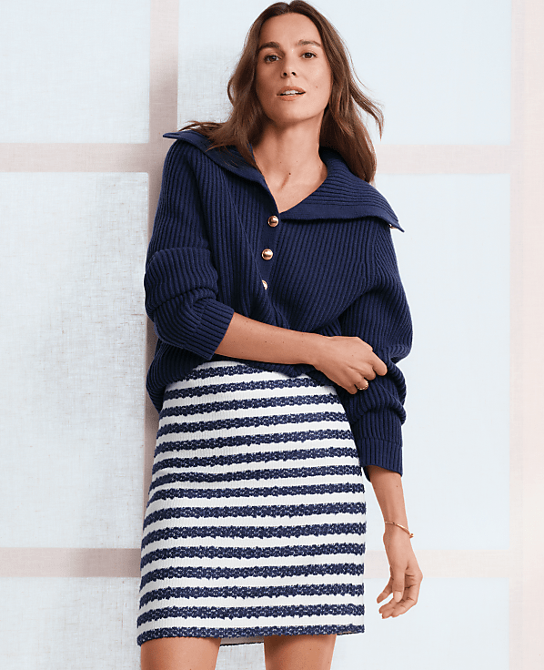 Petite Ribbed Button Sweater