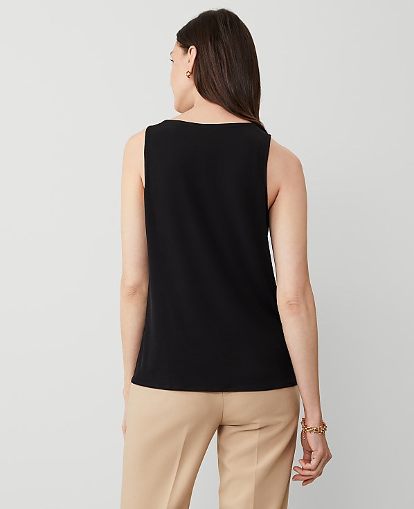 Petite Mixed Media V-Neck Shell