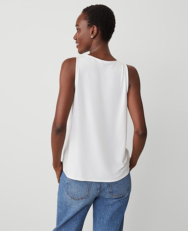 Petite Mixed Media V-Neck Shell