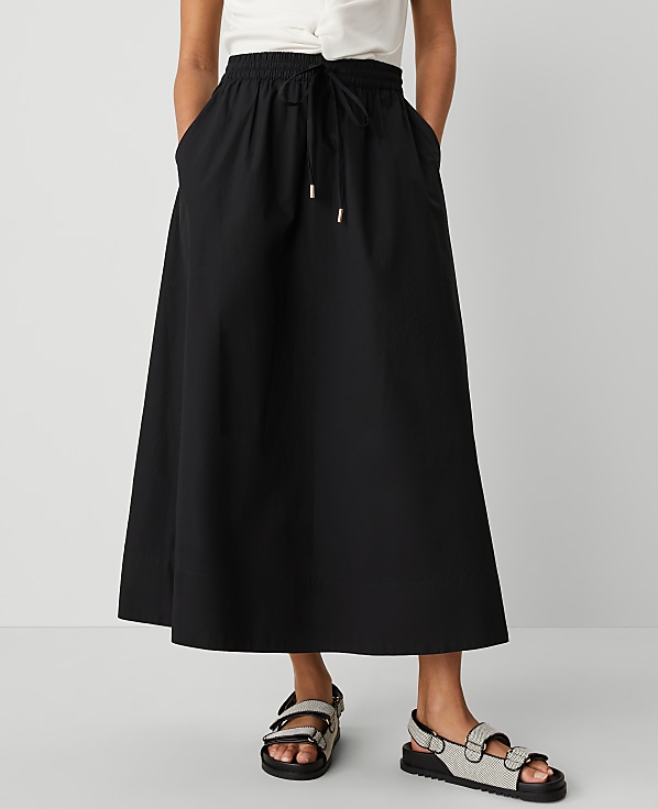 Weekend Collection Voile Drawstring Midi Skirt