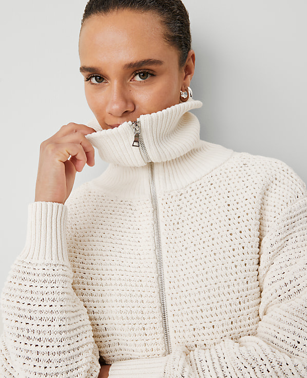 Weekend Collection Open-Stitch Bomber Jacket