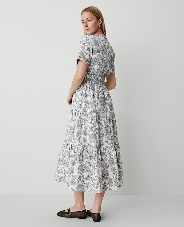 Petite Weekend Collection Paisley Split Neck Maxi Dress
