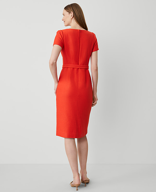 Petite Tweed Short Sleeve Sheath Dress