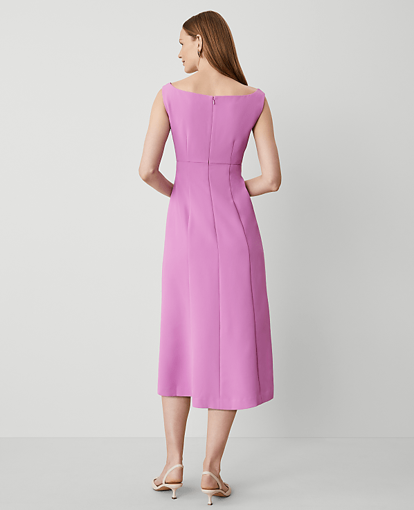 The Petite Seamed Flare Dress in Fluid Crepe