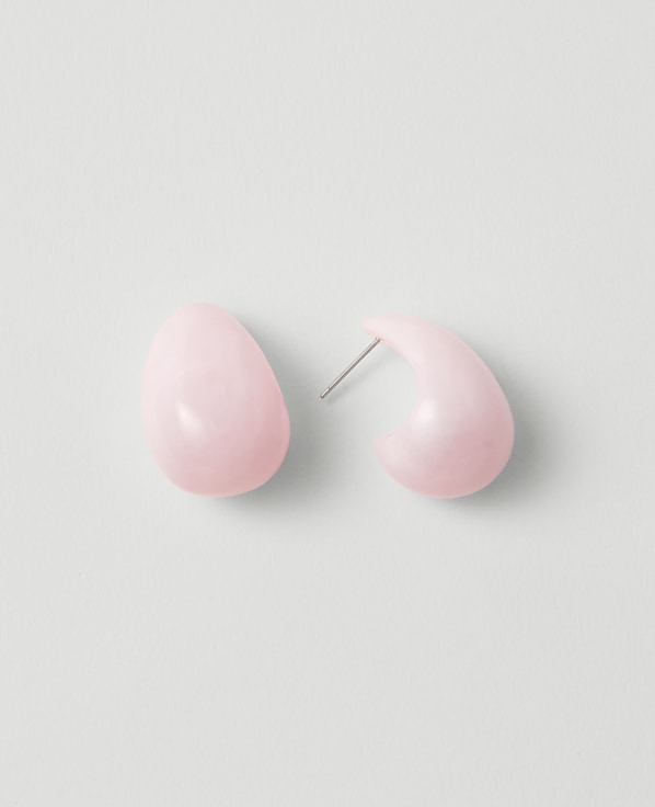 Stone Teardrop Hoop Earrings