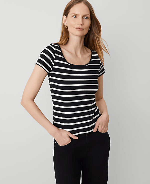 Striped Square Neck Tee