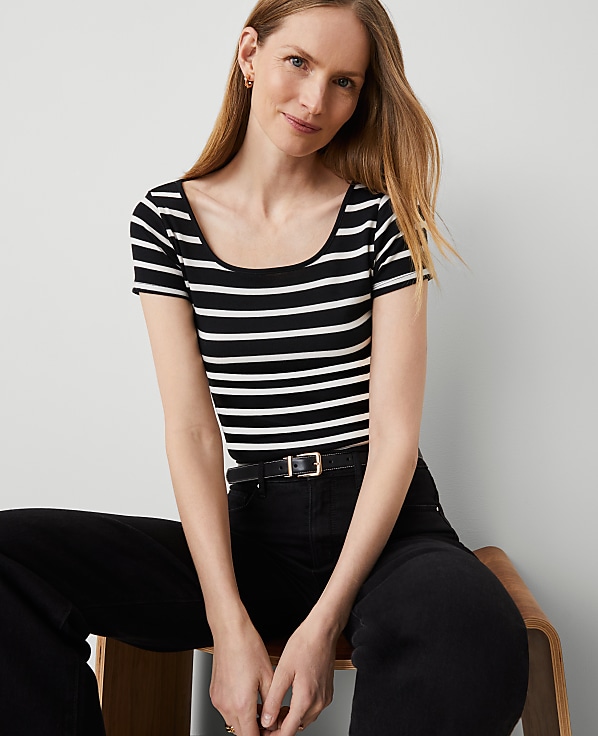 Striped Square Neck Tee