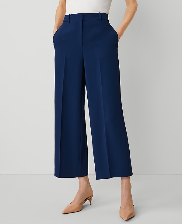 The Petite Wide-Leg Crop Pant in Fluid Crepe