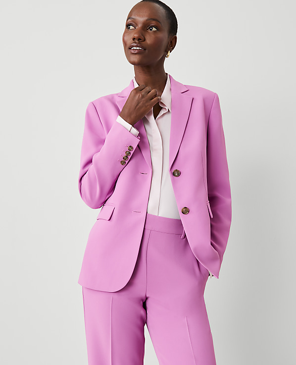 The Petite Two-Button Blazer in Fluid Crepe