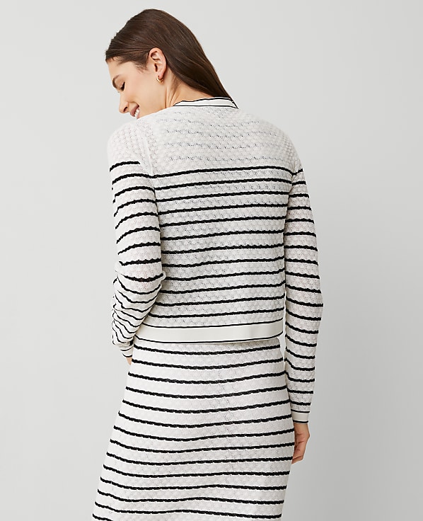 Petite Textured Striped Pocket Cardigan