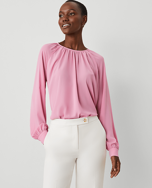 Shirred Raglan Blouse