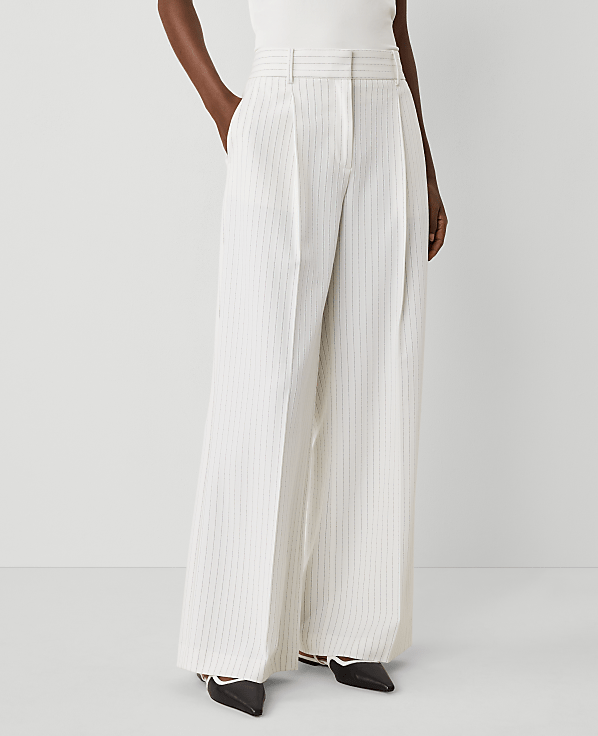 The Petite Pleated Wide-Leg Pant in Pinstripe