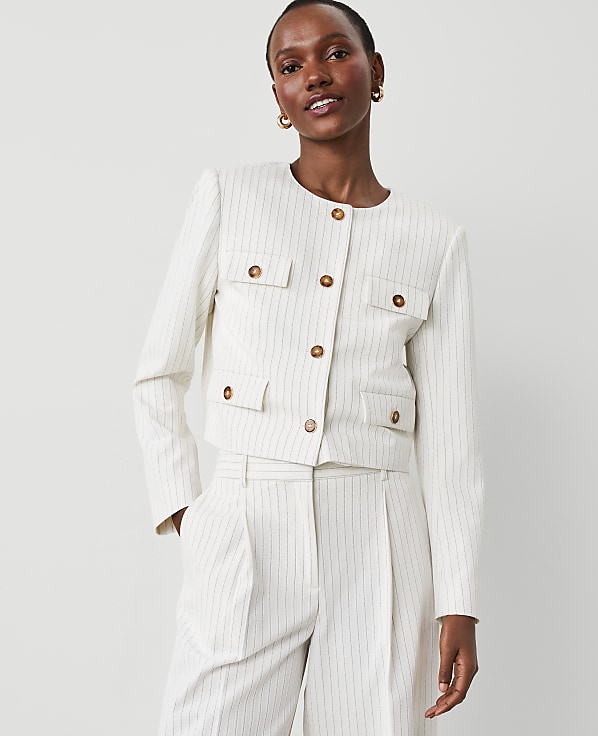 Pinstripe Crew Neck Jacket
