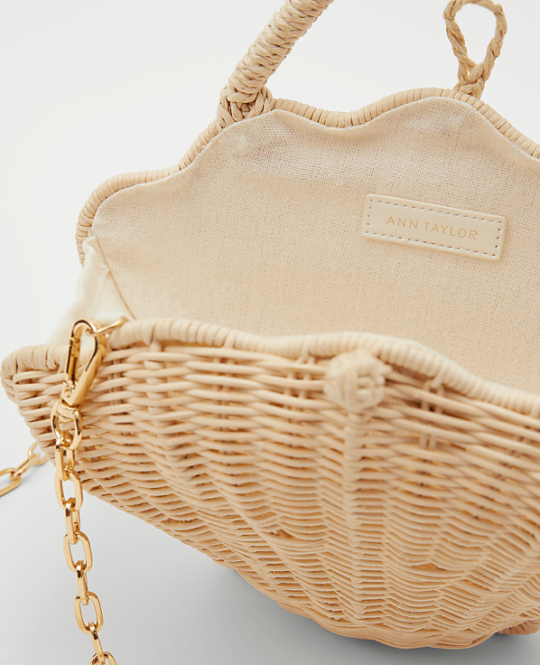 Wicker Shell Clutch Bag