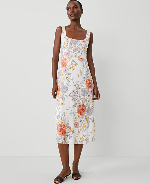 Petite Floral Linen Blend Dress